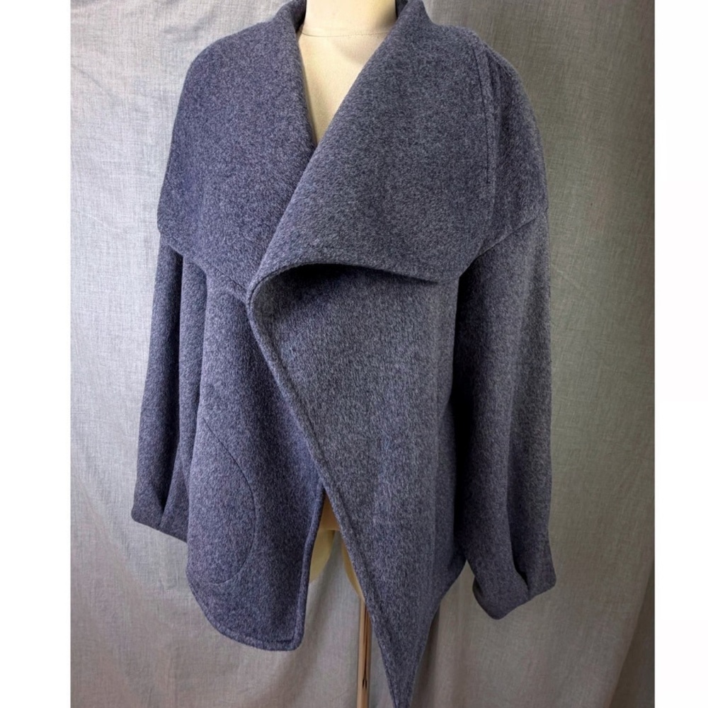 Free People Navy Wool Cape Jacket
